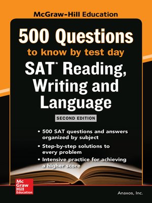 cover image of McGraw-Hill's 500 SAT Reading, Writing and Language Questions to Know by Test Day